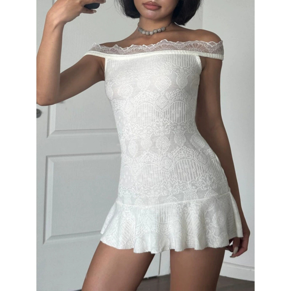 Zara Off Shoulder Lace Trim Bodycon Summer Dress
